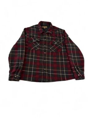 Men large Classic Plaid Flannel Shirt Burgundy Black